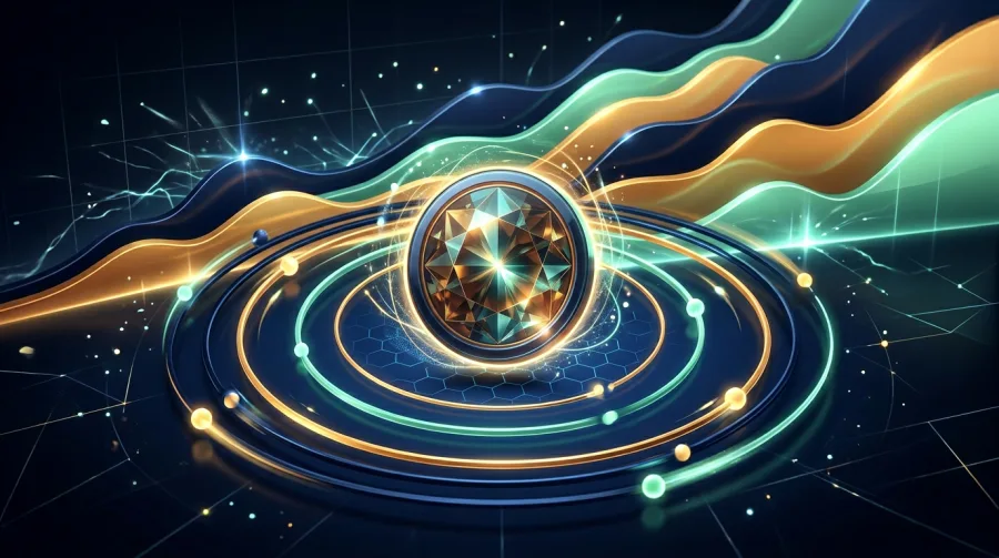 Token staking and platform rewards ecosystem abstract illustration