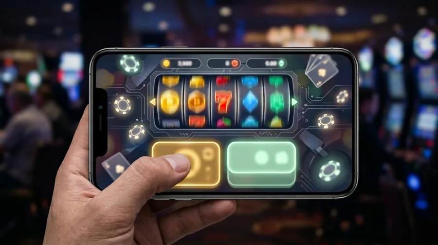 Mobile phone playing casino games in browser without app download
